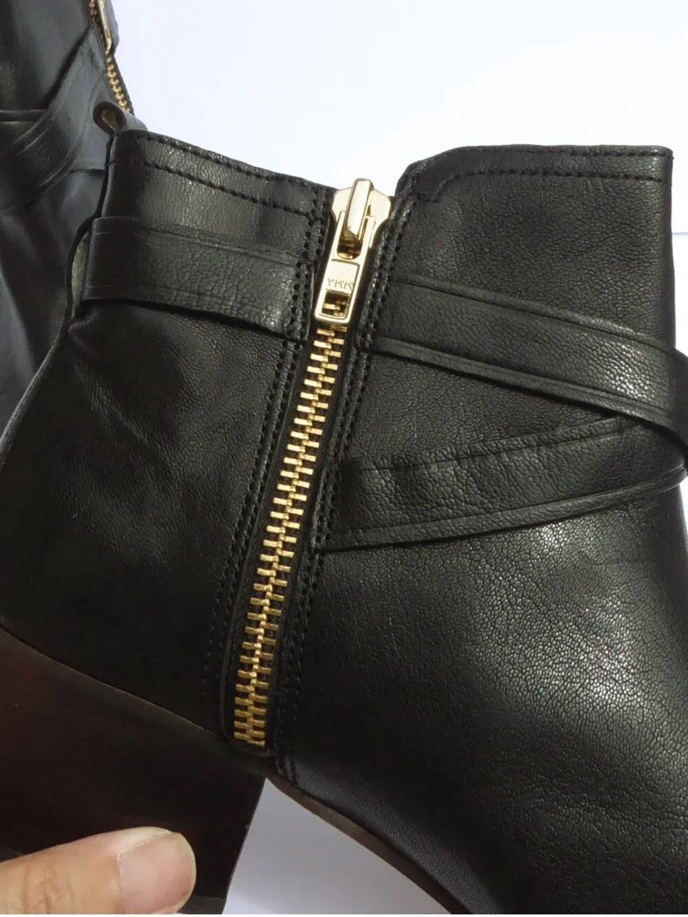 Coach black leather pauline booties with gold hardware buckle boots size 8
